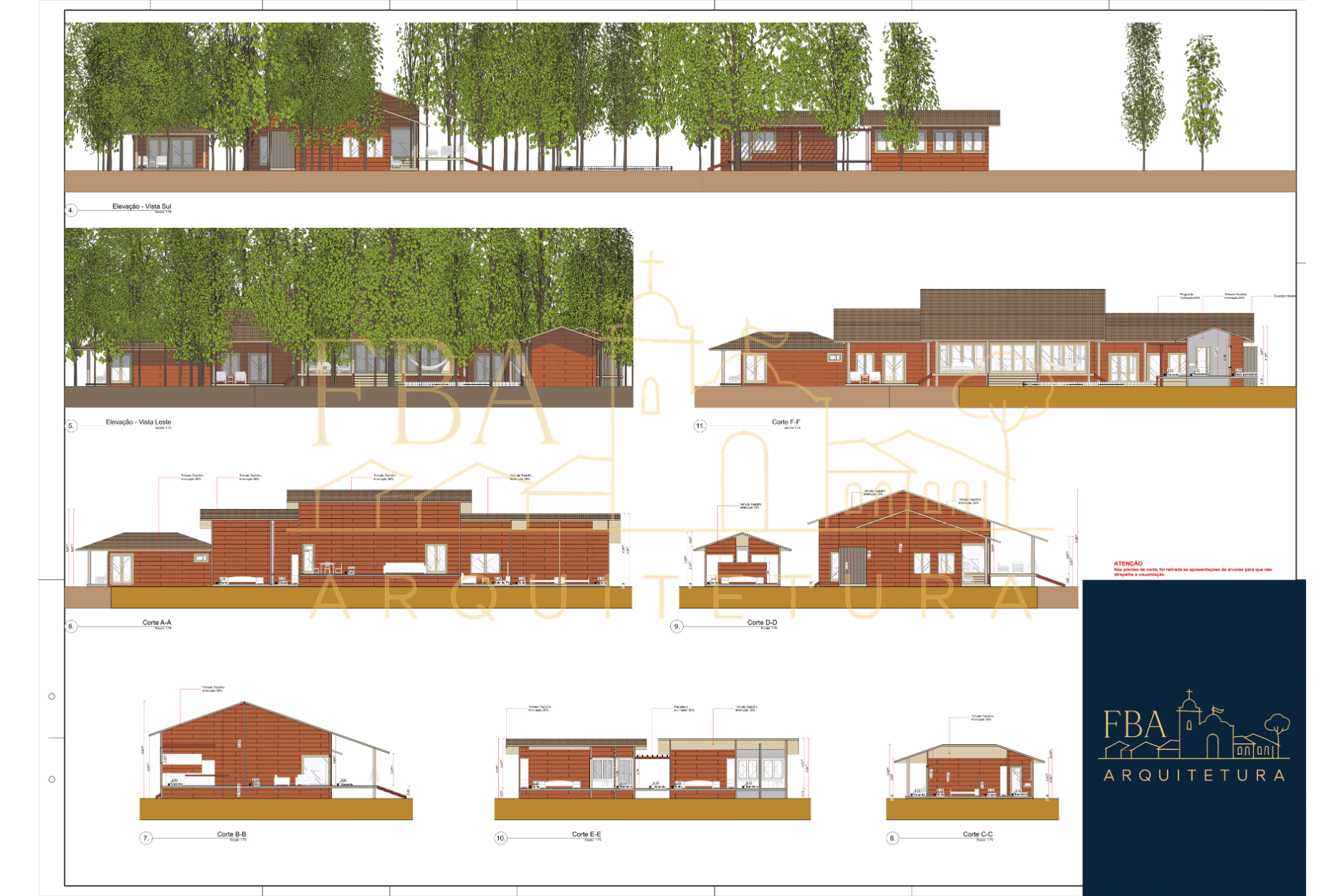 Elevações e Cortes